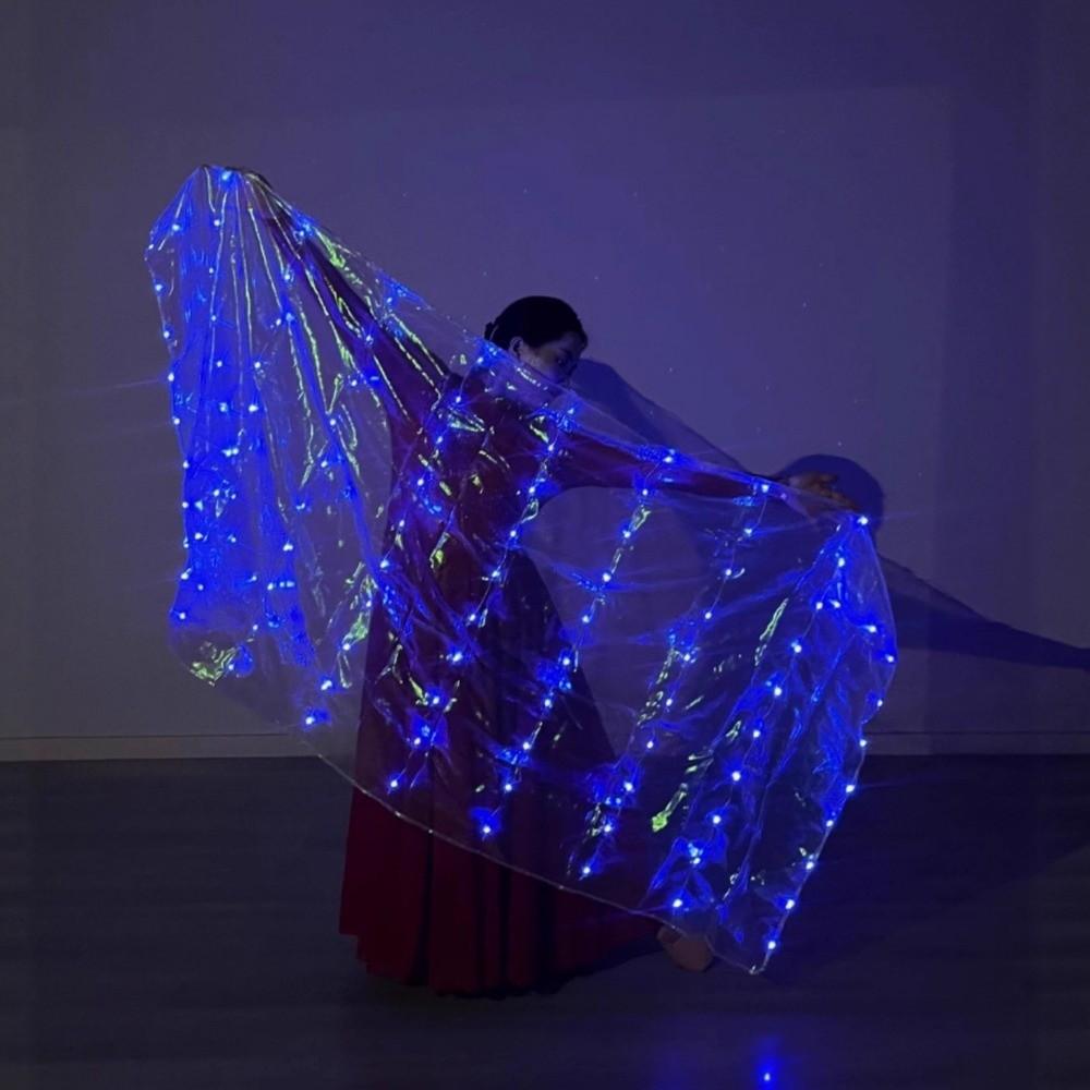 

Solid Color LED Luminous Scarf 200x100cm Performance Props New Belly Dance Led Veils Carnival синий