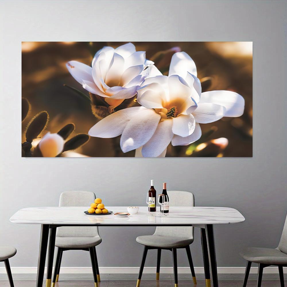 Creative Canvas Poster, Abstract White Flowers Painting, White Floral Canvas Wall Art, Artwork Wall Painting For Gift, Bedroom, Living Room