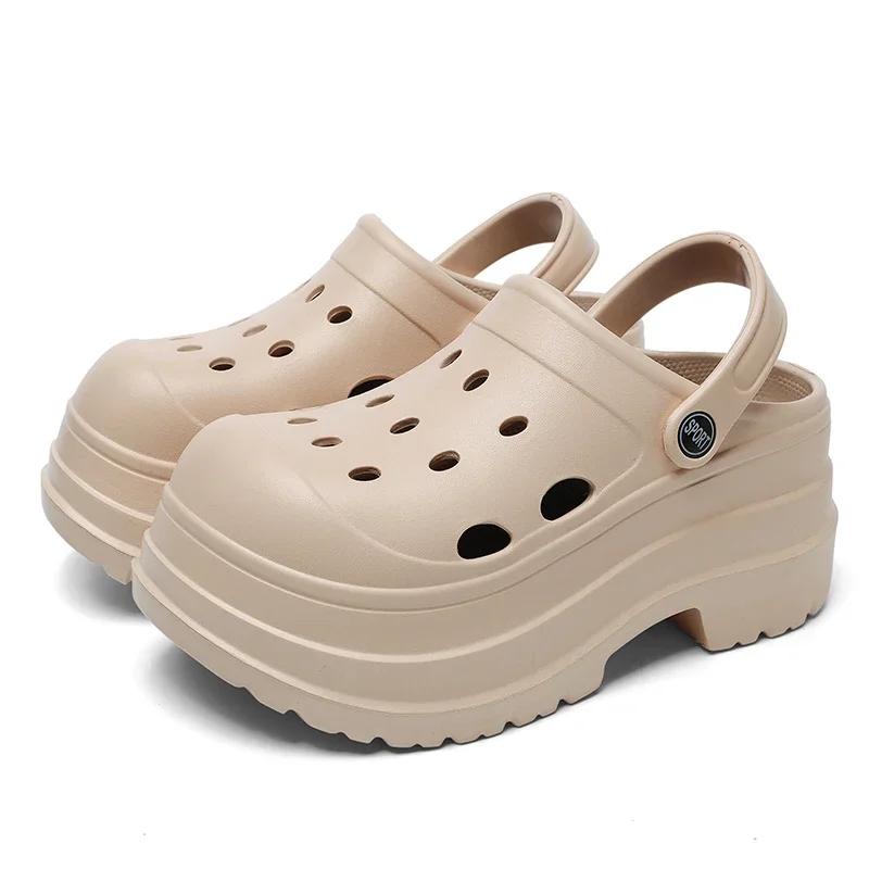 Fashion Women's Fashion Chunky Platform Clogs Summer Outdoor Hollow Out Garden Shoes Woman Thick Bottom Non Slip Beach Sandalias Mujer