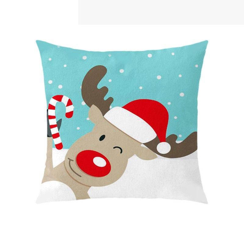 Luxurious 18'' Xmas Cotton Pillow Case Linen Cushion Cover For Merry Christmas Home Decoration