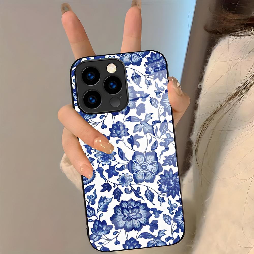 Oriental Blue And White Phone Case For IPhone 17 Pro Max 16 15 14 Pro Max 13 11 Plus Glass Cover