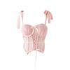 Women's Sweetheart Neck Sleeveless Lace Corset Top Slim Fit Sweet Floral Print Bustier Camisole
