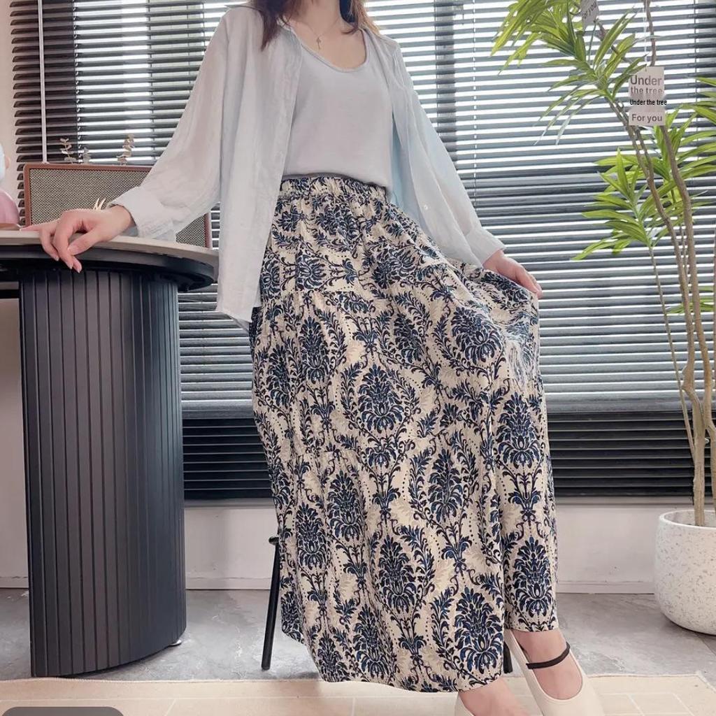 Versatile A-Line Black Midi Skirt for Women - Cotton & Rayon, Spring/Summer/Autumn 2025 Collection
