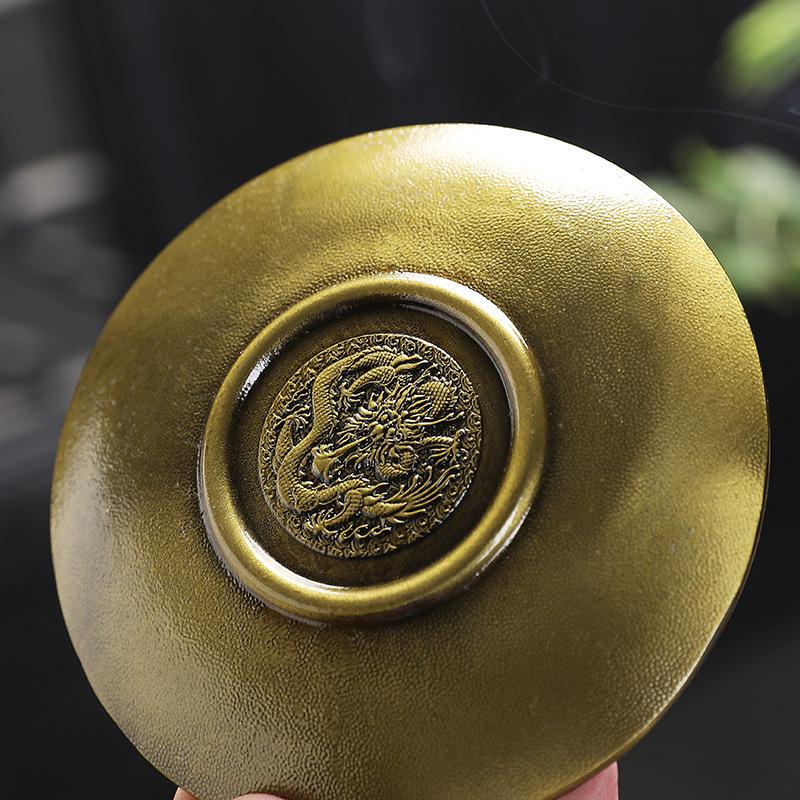 Dragon and Phoenix Bronze Incense Tray Twelve Zodiac Antique Thread Incense Holder Coil Incense Burner Indoor Sandalwood Stove