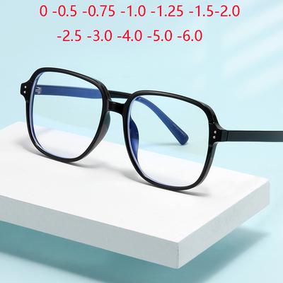 Big Frame Oval Nearsighted Glasses  For Women Fashion Student Anti Blue Light Prescription Spectacles 0 -0.5 -0.75 To -6.0