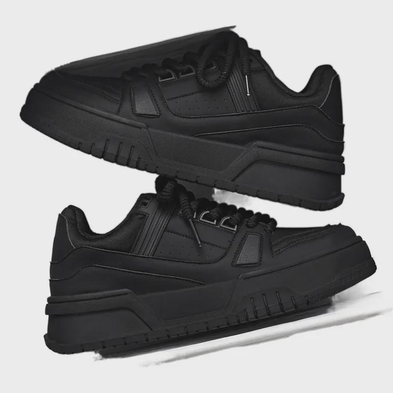 Men's 2024 Trendy Leather Sneakers: Casual, Soft Sole Sports Shoes for Kitchen or Everyday Wear