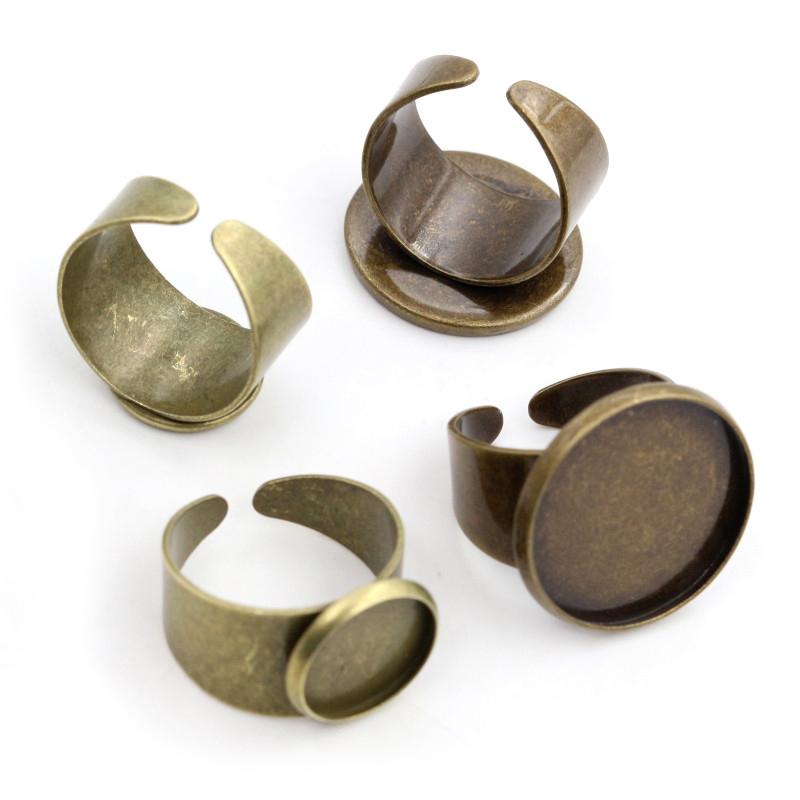 12/14/16/18/20/25mm 6 Colors Bronze Silver Plated Brass Adjustable Ring Setting Blank/Base,Fit 12-25mm Glass Cabochons Bezels
