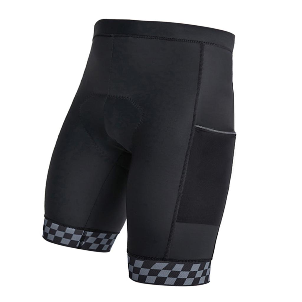 Men s Padded Bike Shorts Cycling Shorts with Easy Access Pockets Quick Dry Breathable Tight Elastic Shorts Grey M
