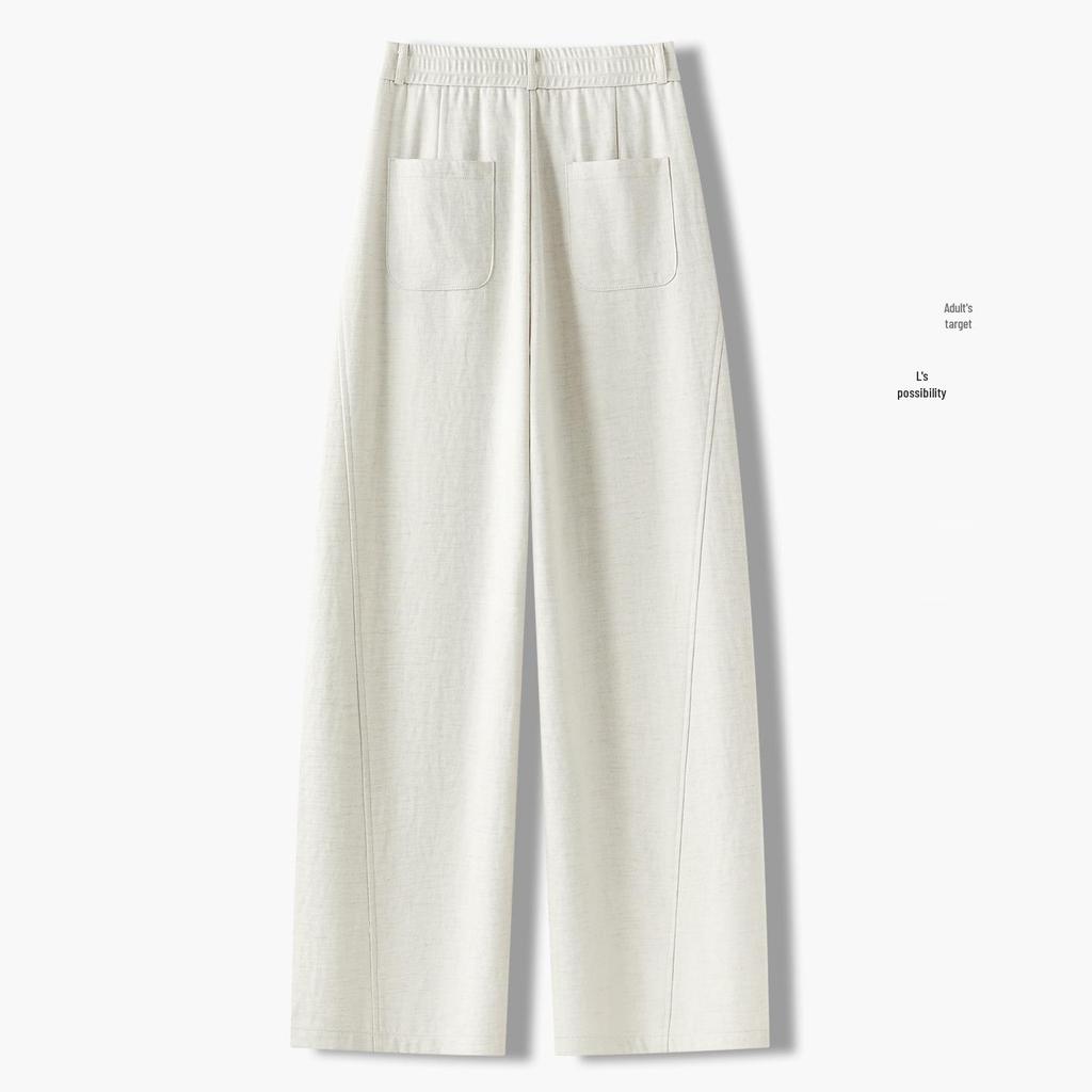 Old Money Style Linen Wide-Leg Pants: Women's Casual Elastic Waist Straight-Leg (Spring 2026)