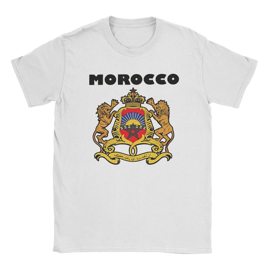 MOROCCO Lion Badge T Shirts for Men 100 Cotton Vintage TShirts Round Collar Tees Short Sleeve Clothing New Arrival