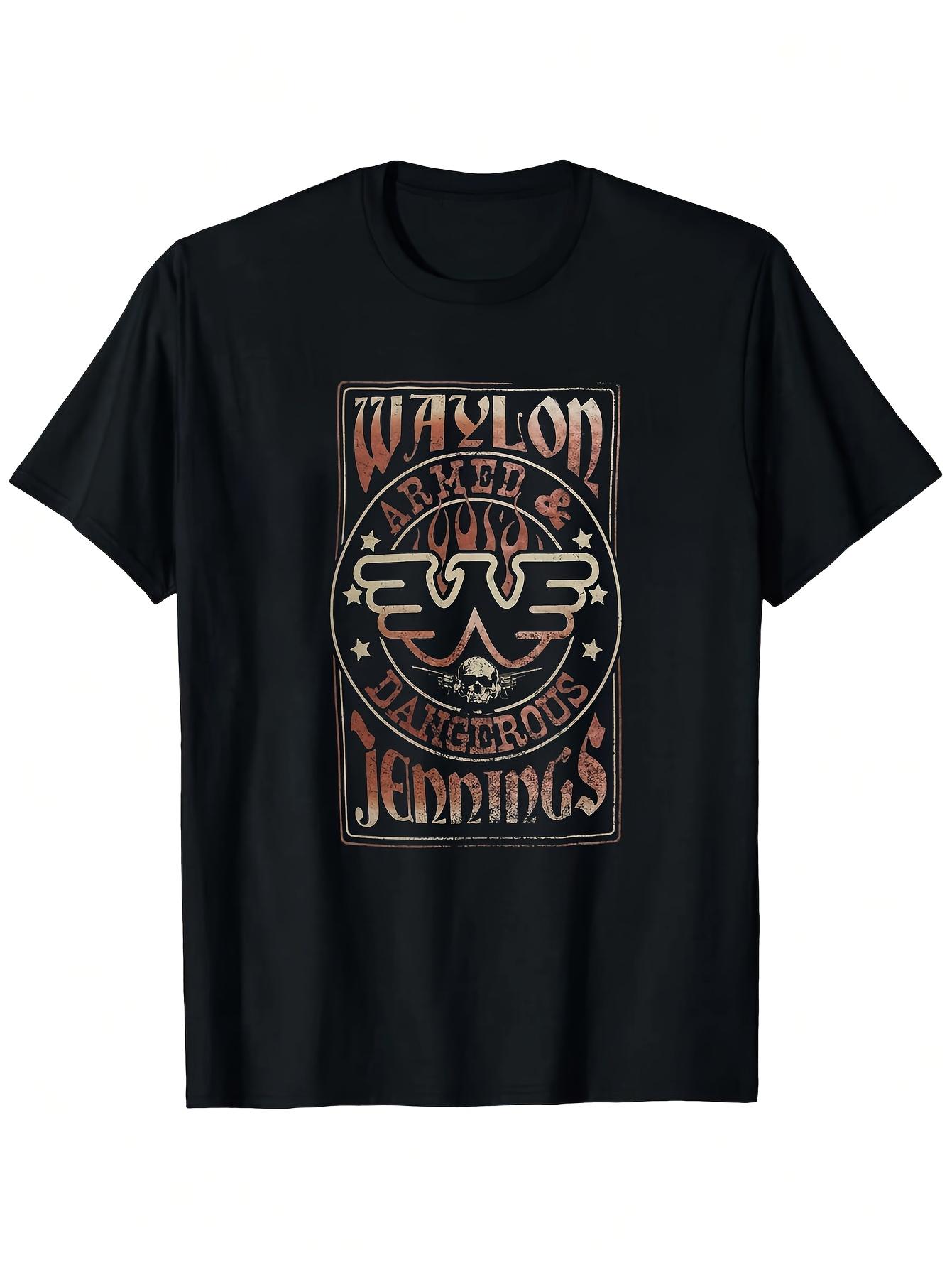 

ZX Summer Hot Selling Mens Retro Western Pattern Tshirt with Waylon Armed Anarous Jennins Retro Print 4XL