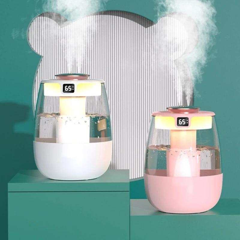 USB Humidifier for Bedroom 1.3L Cool Misting Humidifier with Night Light Humidifier Digital Display for Home Plant Room X7XA