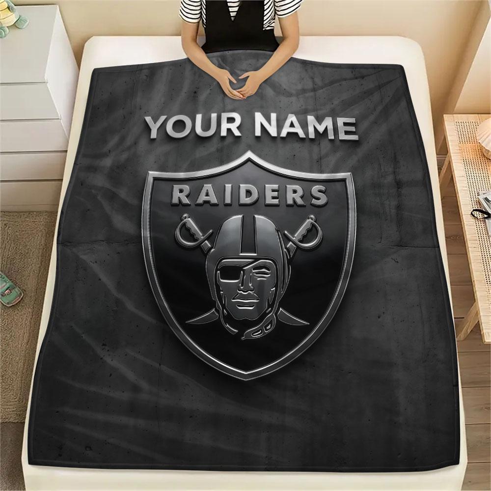 Custom Name,Las Vegas Raiders Printed Flannel Blanket, Soft Throw for Bedroom Sofa, Washable, Christmas Present, Great Gift.