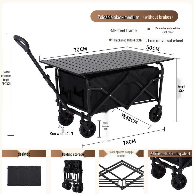 Portable Foldable Camping Trolley for Outdoor Picnics and Outings