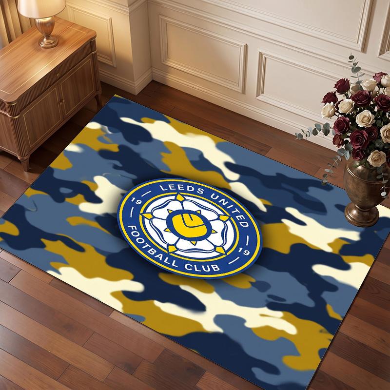 Tappeto in Velluto di Cristallo con Stampa del Leeds United Football, Comodo Assorbente d'Acqua Antiscivolo Tappeto per Pavimenti Interni