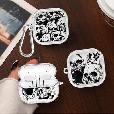 Hülle Für Samsung Galaxy Buds 3 FE 2 4Pro 3Pro Live 2Pro 4 Pro Klare Kopfhörerhüllen Abdeckung Mit Haken Kreative Totenkopfkunst
