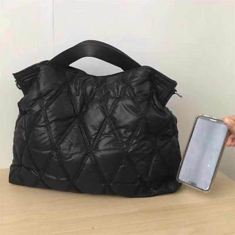 

Сумка-тоут из ромбовидного космического хлопка - Простая однотонная сумка с наполнителем из пуха для осени и зимы