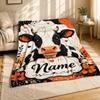 Cow Nameplate Coral Fleece Blanket