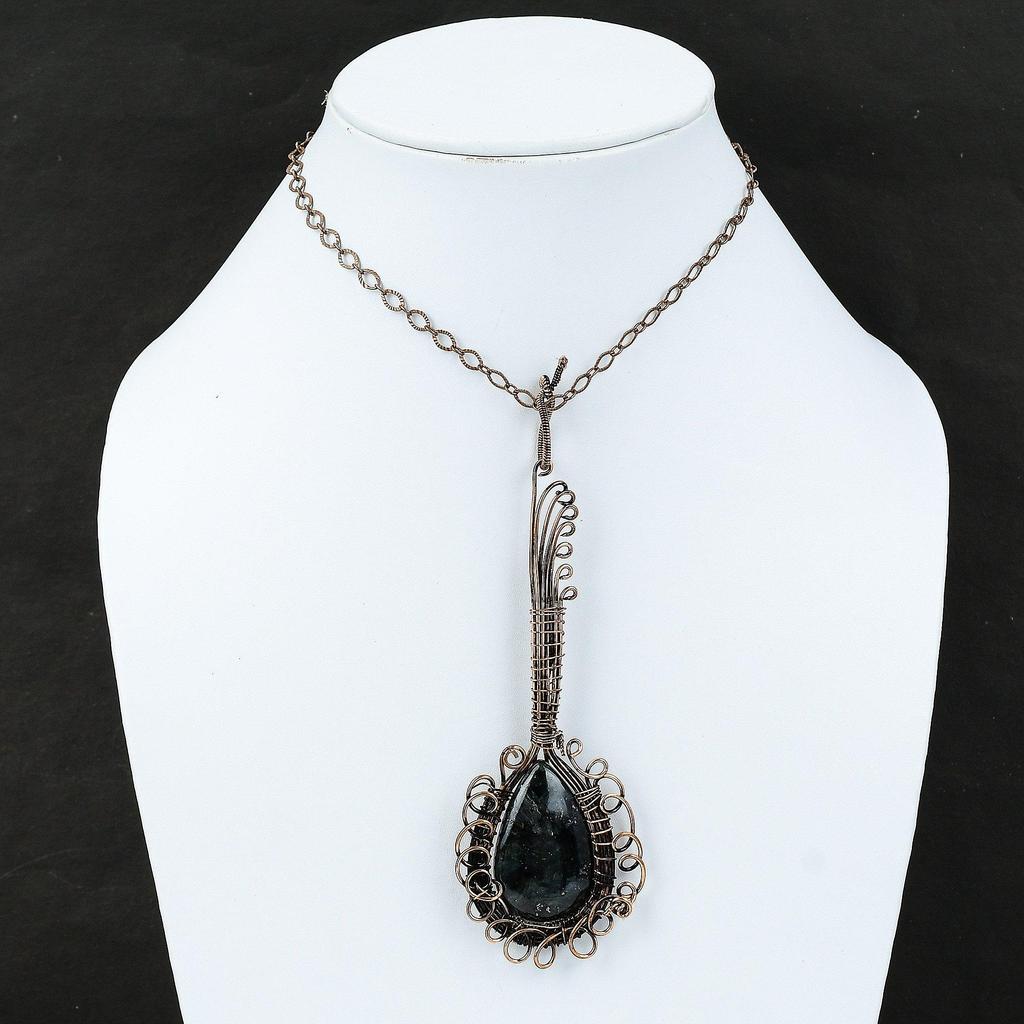 Labradorite Copper Pendant Wire Wrapped Pendant Gemstone Handmade Pendant Copper Wire Wrap Jewelry Gift For Her Labradorite Guitar Pendant