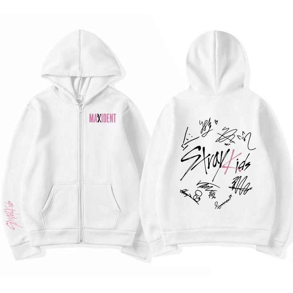 

Худи на молнии с принтом Stray Kids Kpop Maxident в корейском стиле Y2 L белый