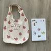 Cute Strawberry Tote Bag School Girls Casual Canvas Bag Shopper Designer Handbag Women Peach Print Eco Shoulder Bags