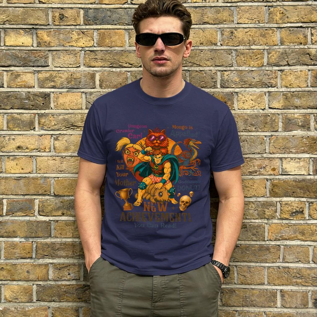 Dungeon Crawler Carl T Shirts for Unisex 100 Cotton Vintage TShirt O Neck Retro Bookish Tee Shirt Short Sleeve Tops Plus Size