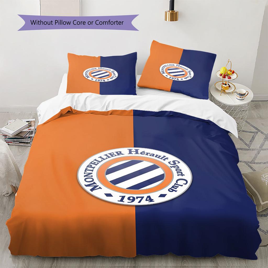 Montpellier HSC Logo Bedding Quilt Set Quilt Cover Pillowcase Home Decoration Birthday Gift (1 * Duvet Cover + 2 * Pillowcase, Without Core)