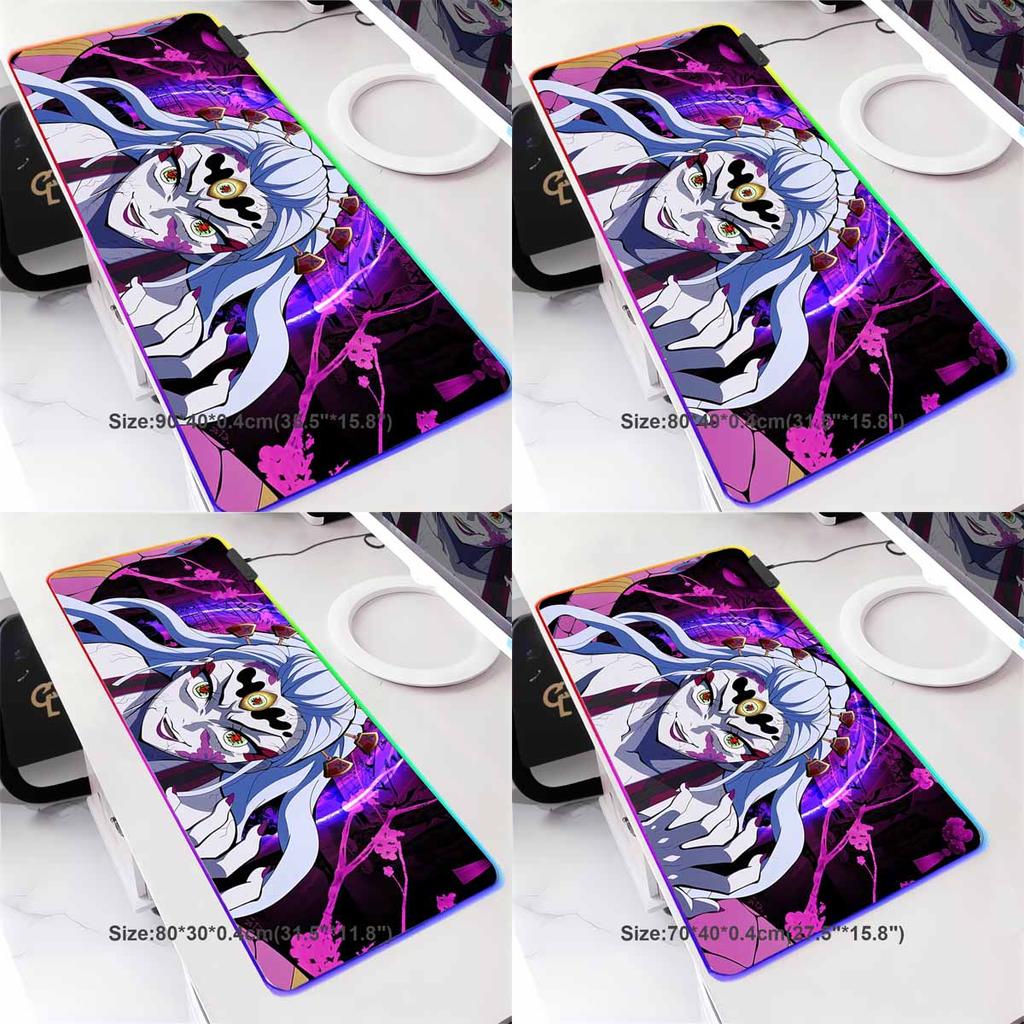 RGB Backlit Anime D_Demon S_Slayer Mouse Pad Cute Anime Grils Lager Gamer Cabinet Overwatched Mouse Mat Non-Slip Keyboard Mat