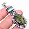 Pietra di Labradorite Fatto a Mano Gioiello in Argento Sterling 925 Pendente 2.36"