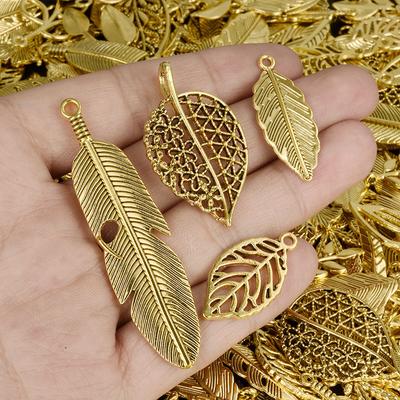 Vintage Metal Plant Leaves DIY Charms For Jewelry Making Supplies Bulk 10/20/30/50pcs Random Mix Charm Pendant Handmade Bracelet