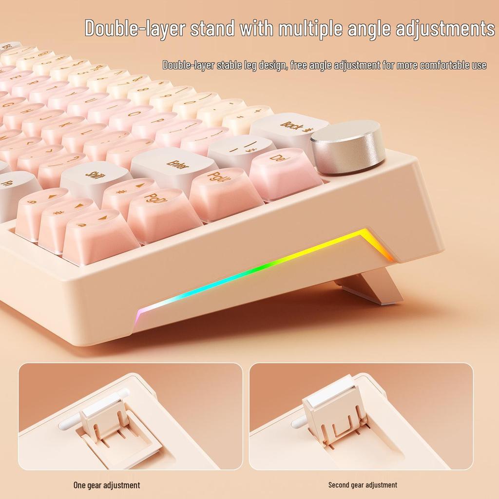 BOW Hangshi GK68 Multicolor Mechanical Keyboard, Stylish Design for Women, Compatible with Office and Laptop Use