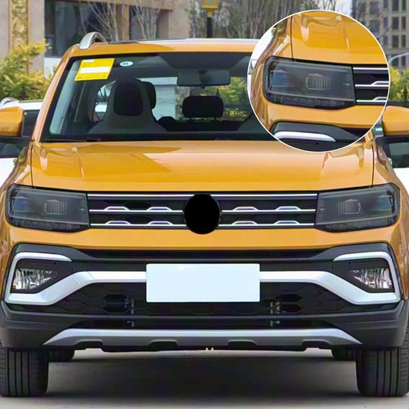 Smoke Black Pre Cut Car Headlight Protective Film Anti-Scratch High-Gloss Auto Vinyl Wrap Film For Volkswagen T-Cross 2019-2022