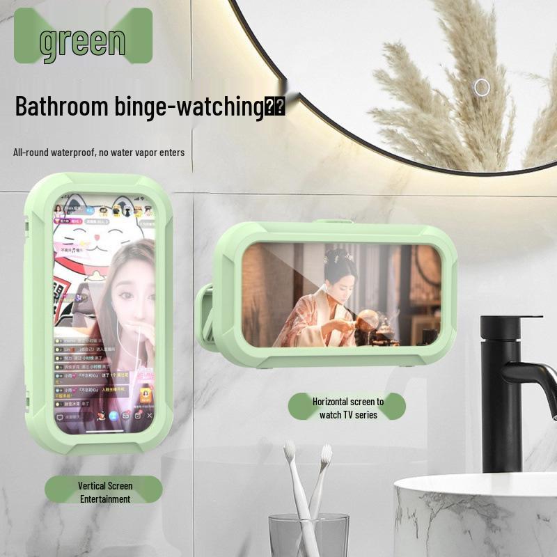 Wall-Mounted Waterproof Rotating Phone Holder for Bathroom and Toilet