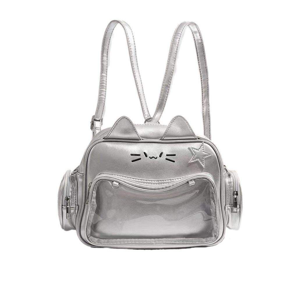 

Преппи Стиль Прозрачная Сумка с Карманом Adge Display Y2K Сумка через Плечо Креативная Сумка-Тоут с Куклами Подарок серебряный