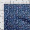oneOone Blauer Baumwoll-Flex-Stoff mit Blumenmuster, bedruckter Stoff, Meterware, 40 Zoll