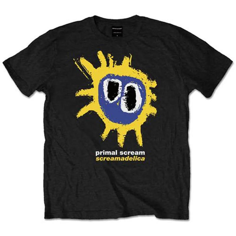 1984 British Acid Rock Primal Scream Original Call Band American Casual Red Short Sleeve T-Shirt Uninhibited Streets Literary