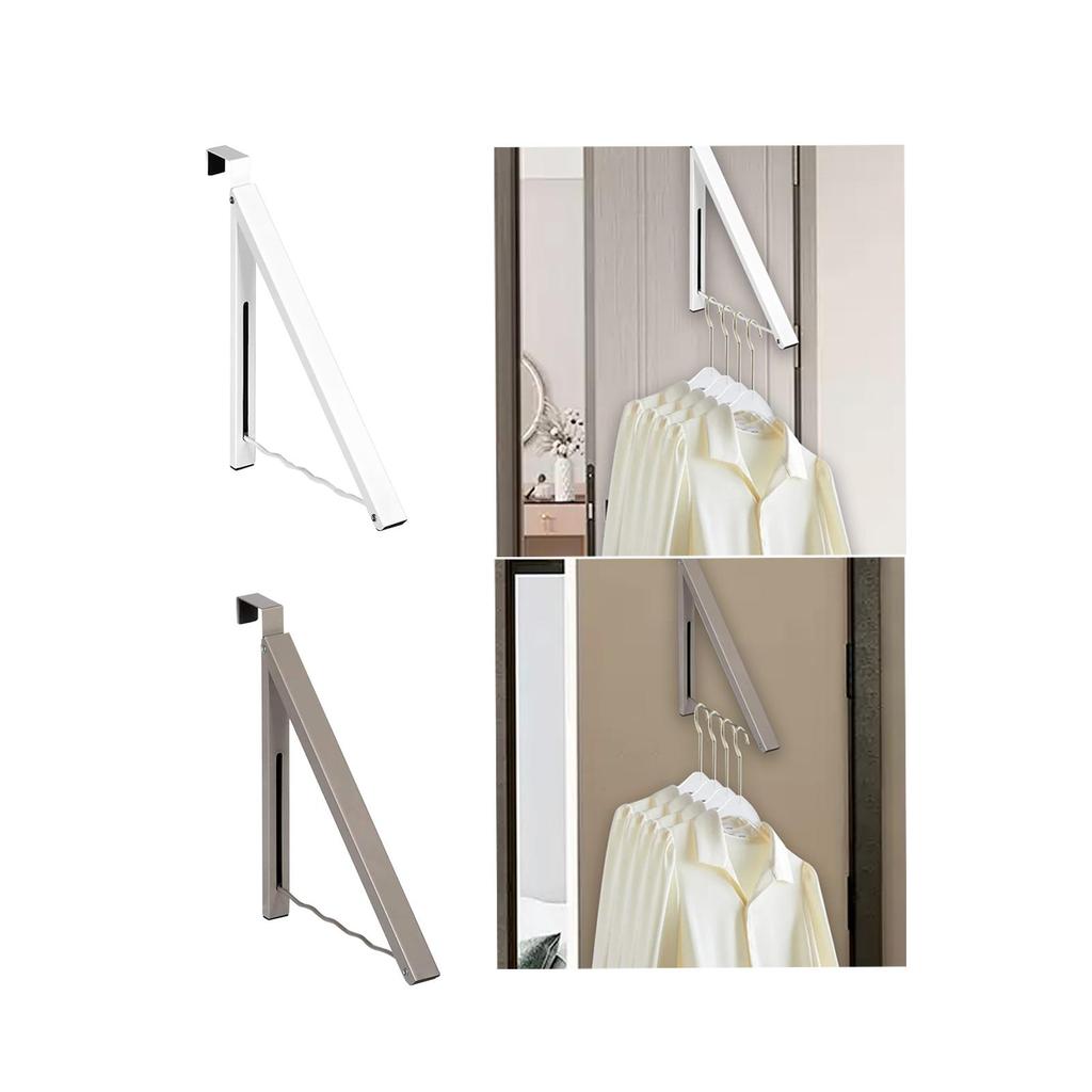 Clothes Drying Rack Folding Wall Hangers Space Saving Metal Retractable Dryer Rack Hanging Storage Hanger for Bathroom