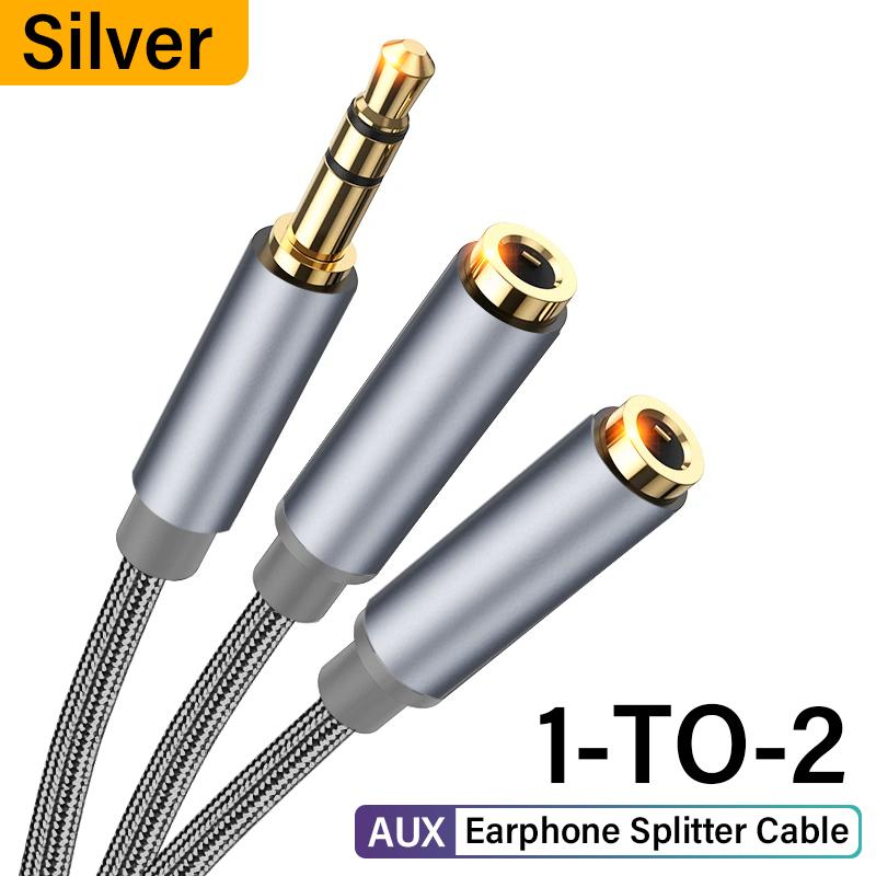 Cable Divisor de Auriculares 3.5mm Macho a 2 Jack Hembra 3.5mm Cable de Extensión Adaptador AUX para Teléfono Portátil MP3 Cable Divisor de Audio