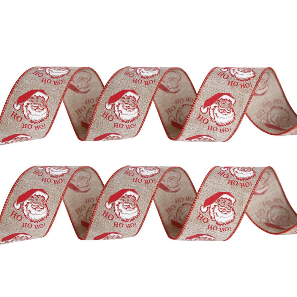 Charming Season Holiday Ribbon With Santa Faces Ideal For Christmas Present Decoration