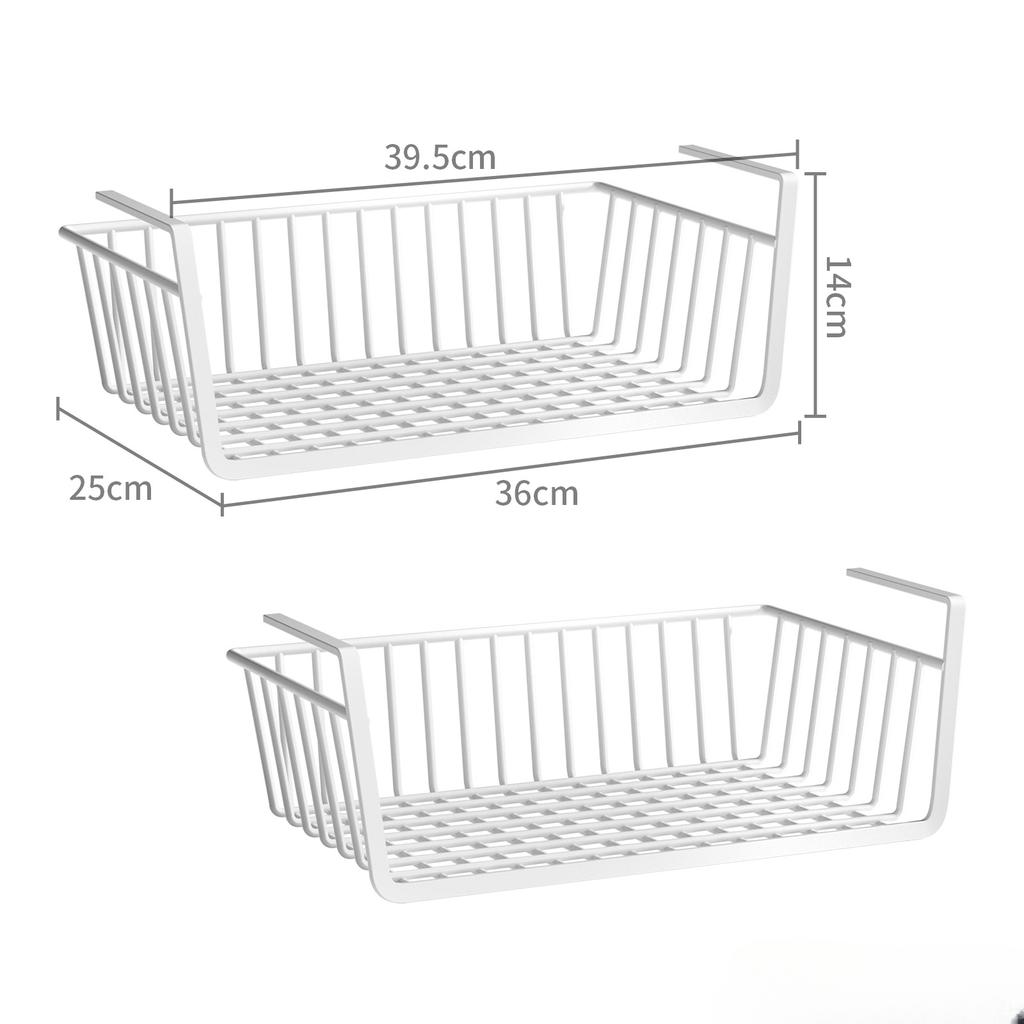 2PCS Hanging Under Shelf Storage Basket Metal Cupboard Cabinet Organizer Rack Holder