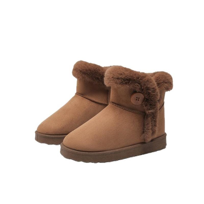 Winter New Horn Buckle Leather Warm Snow Boots Women's Matte Real Wool Wool Shoes Velvet Cotton Shoes Short Boots