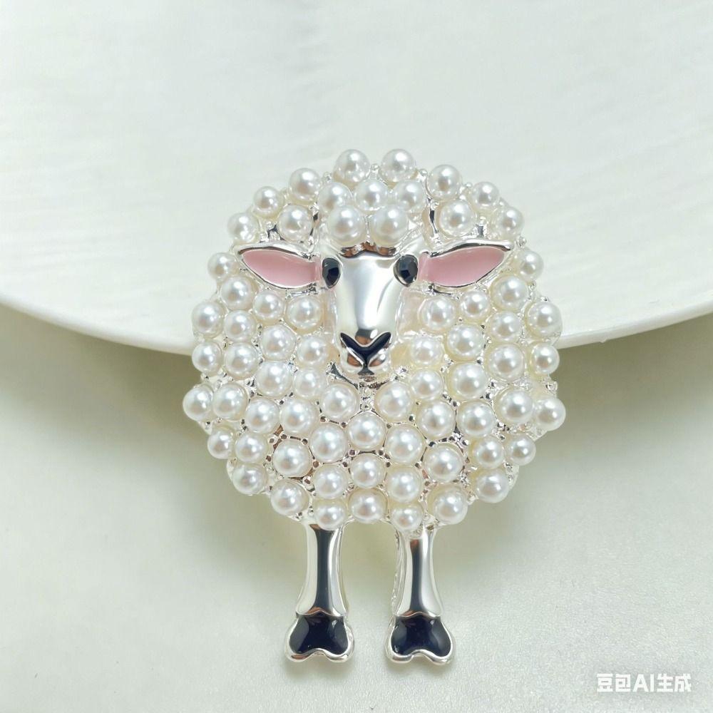 Zinc Alloy Pearl Brooch Full Drill Design Fashion Brooch Sheep Brooch For Bags Hats T-shirts Jeans