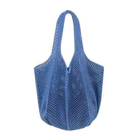 Knitted Handbag with Convenient Structure Solid Color Spacious Beach Bag Exotic Vacation Roomy Tote Bag