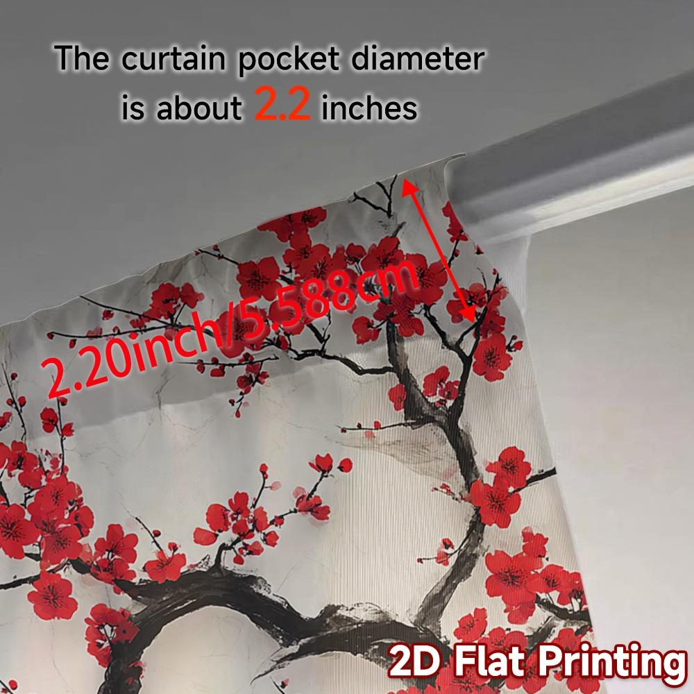 Flat Printing Jit Curtains Without Rod Cherry Blossom Drapes Chic Polyester Decorations Curtain Set Of 2 Made Washable