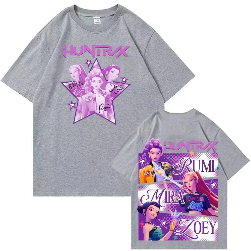 Kpop Demon Hunters Fanmerch Mira Rumi Zoey Huntrix Shirt Summer Graphic Shirts Fan Gift Women Casual Cotton Oversized Tees