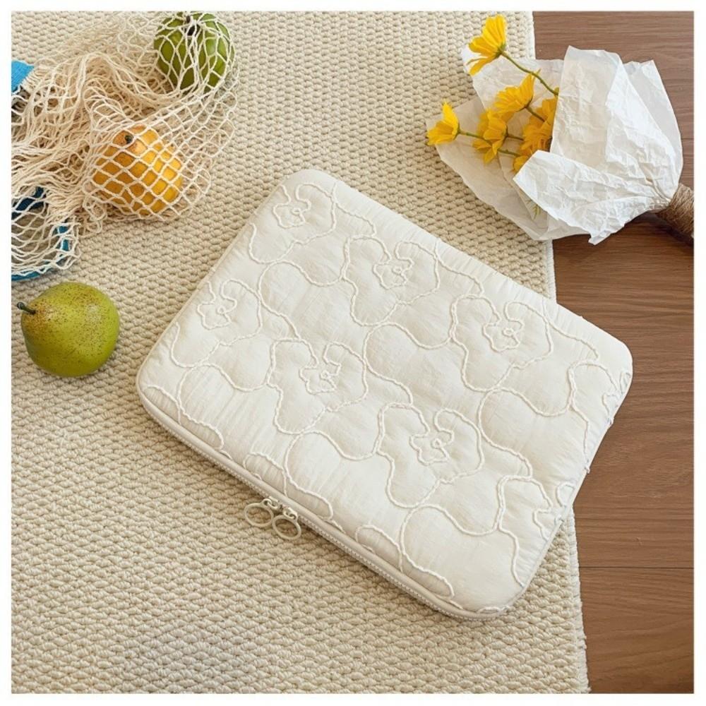 11/14 Inch Laptop Bag Embroidery Flower Shockproof Tablet Sleeve Case Soft Large Capacity for MacBook/iPad/DELL