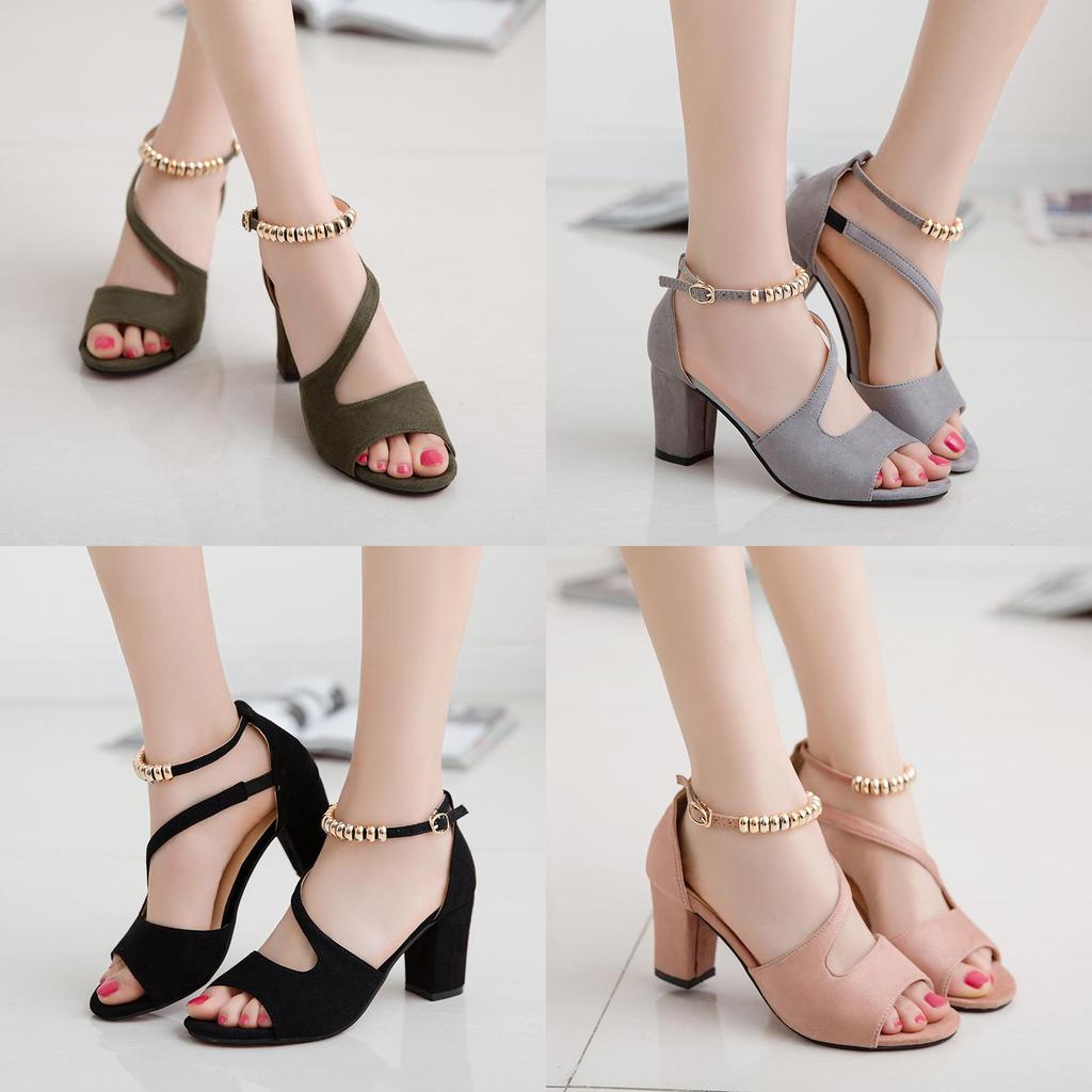 Summer Women Sandals With Velvet Material And Block Heel For Casual Wear