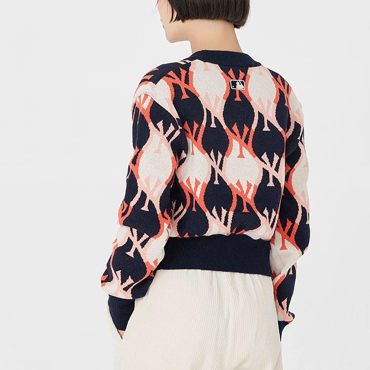 New MLB Old Flower Sweaters Women's Dark Marine Blue 3FKCY0124-50NYD