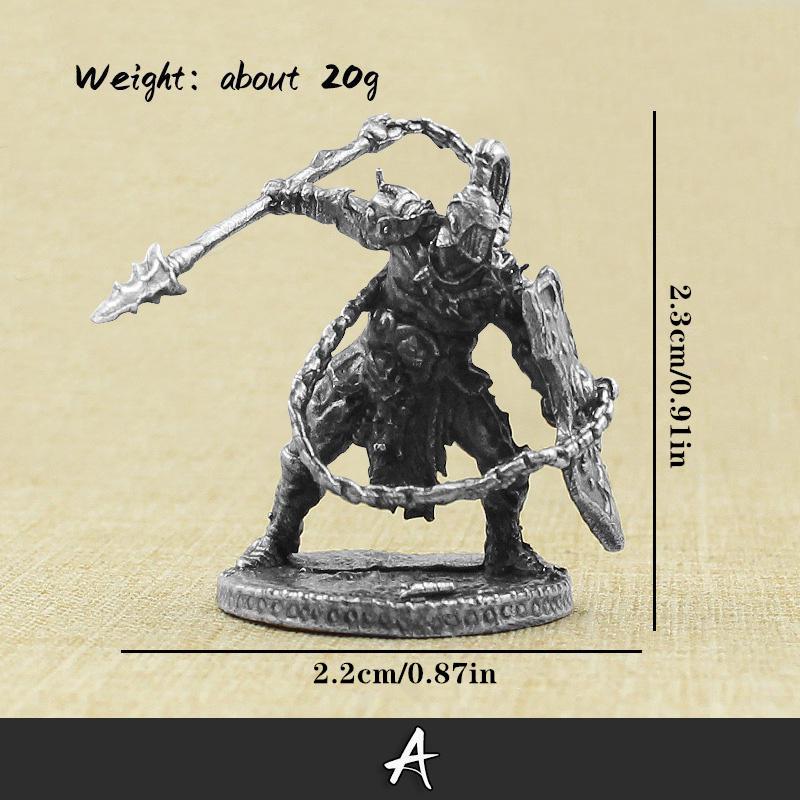 White Brass Mythological Gladiator Soldiers Figurines Miniatures Vintage Metal Soldiers Model Statue Desktop Ornament Gift.