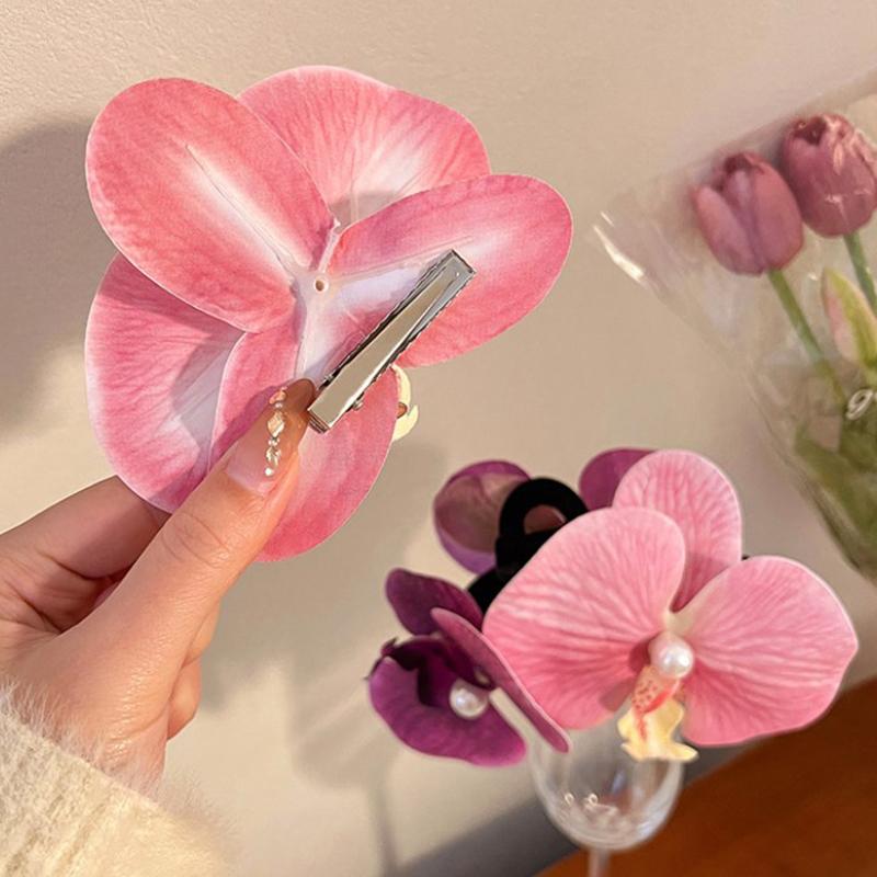 Fashion Elegant Orchid Duckbill Clip Seaside Vacation Bangs Clip Vintage Rustic Hair Accessories